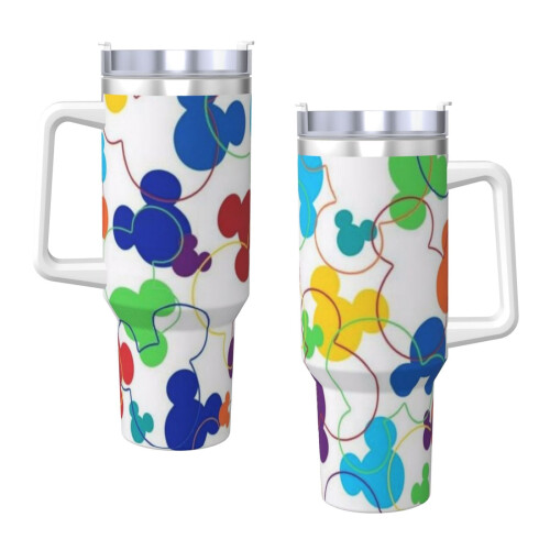 Εξατομικευμένο ποτήρι Mickey Mouse 40oz με λαβή και καλαμάκι - Κύπελλο καφέ ταξιδιού από 2