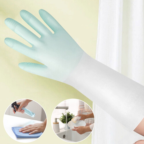 Non-Slip Dish Gloves with Cotton Liner, Reusable 1