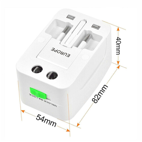 Adaptador de viagem universal Teissuly World com conversor USB e tomada de parede. 2