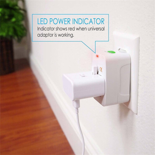 Adaptador de viagem universal Teissuly World com conversor USB e tomada de parede. 1