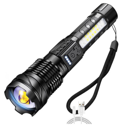 Lanternă LED reîncărcabilă USB cu lumeni mari și curea 1