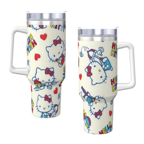 Vaso personalizado de Hello Kitty de 40 oz, acero inoxidable 2