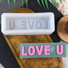 Molde de silicona para velas con la letra "Love U" 3D de alta temperatura