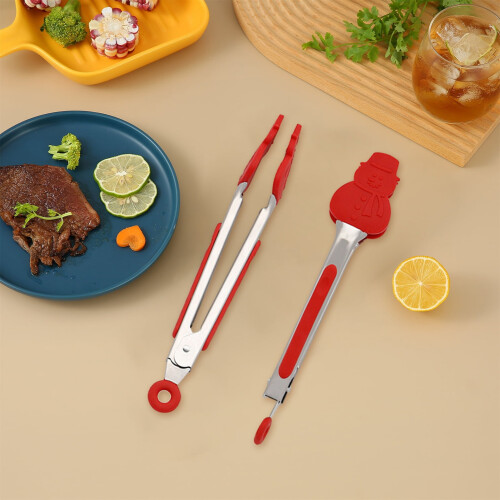 Pinça de silicone para alimentos com trava (6 peças)