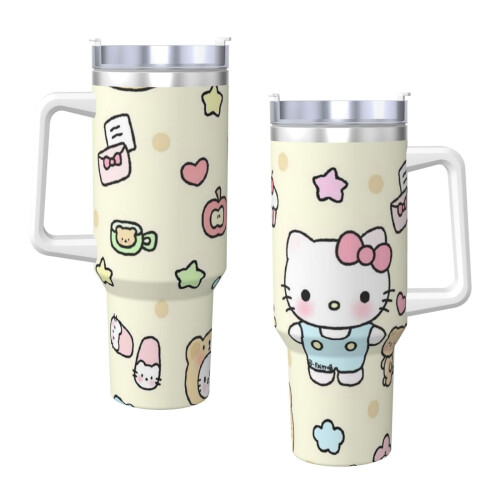 Ποτήρι Hello Kitty από ανοξείδωτο ατσάλι 40oz με καπάκι και καλαμάκι