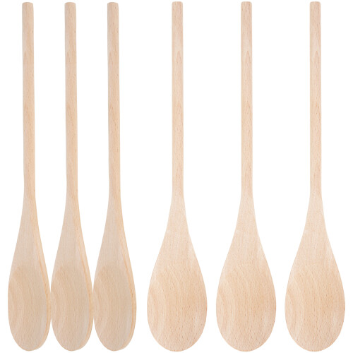 Conjunto de colheres de madeira de 11,8 polegadas (30 cm), 6 peças.