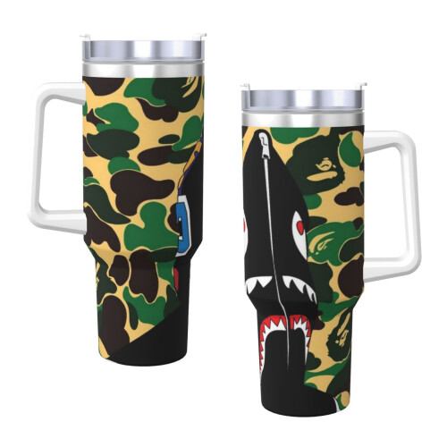 Ποτήρι κενού ατσαλιού BAPE 40oz με καπάκι και καλαμάκι
