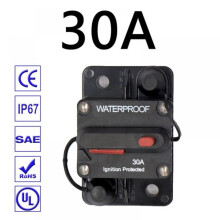 Disjuntor CC Fusível 30A–300A 12V–48V com Manual