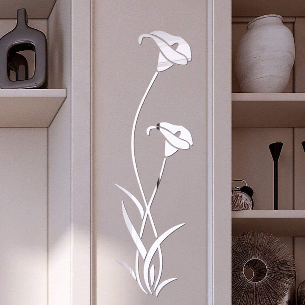 Lotus Wall Sticker Silver 3D Flower Acrylic 1 Piece 354484107039
