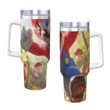 Mario stainless steel tumbler 40 oz with lid and straw