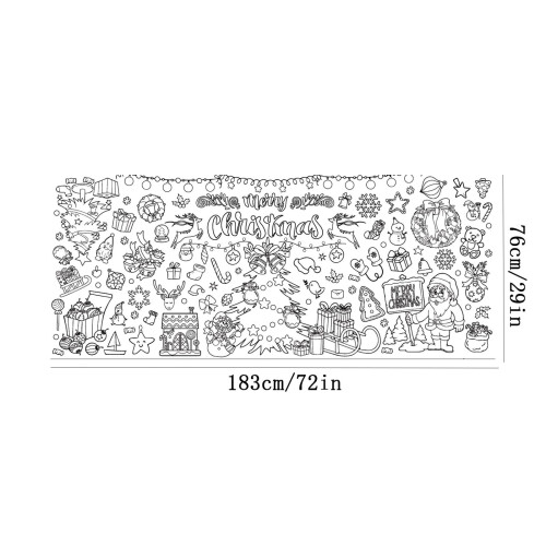 Toalha de mesa para colorir de Natal para crianças, 76 x 183 cm (30 x 72 polegadas) 2