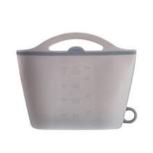 Bolsa de almacenamiento de silicona gris Begine de 1000 ml, apta para alimentos.