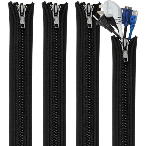 Gaines de gestion de câbles 50 cm avec fermeture éclair (lot de 4)