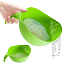 Bol à riz avec poignée en plastique vert (1 pièce)