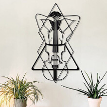 Viool wanddecoratie van metaal, veelkleurig.