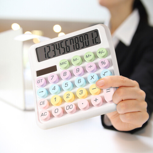 Lksixu Mechanical Calculator 12-Digit Solar Battery Dual 1