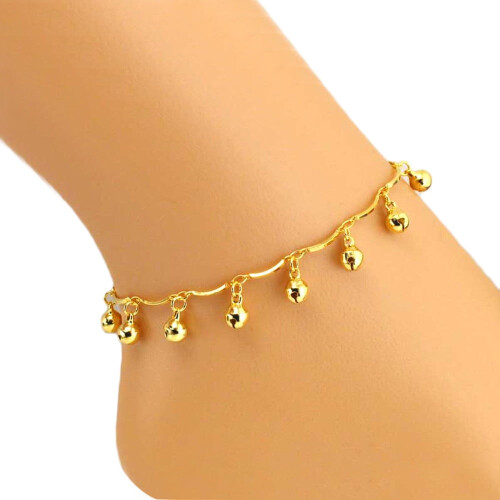 Pulseira de tornozelo dourada feminina para sandálias