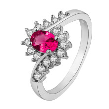Anillo Yuehao de plata con diamantes de imitación, talla 7 para mujer.