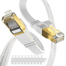 Ethernetový kábel Cat8, biely, 1,5 m, 40 Gbps, tienený, s pevným jadrom