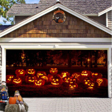 Halloween garázsajtó borító 7x16 láb filmes karakter hátteret