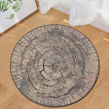 Runder Teppich mit Holzmaserung für Kinderzimmer, Spielbereich
