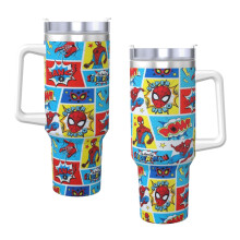 Spider-Man Isolierbecher (1,2 l) mit Griff und Strohhalmdeckel