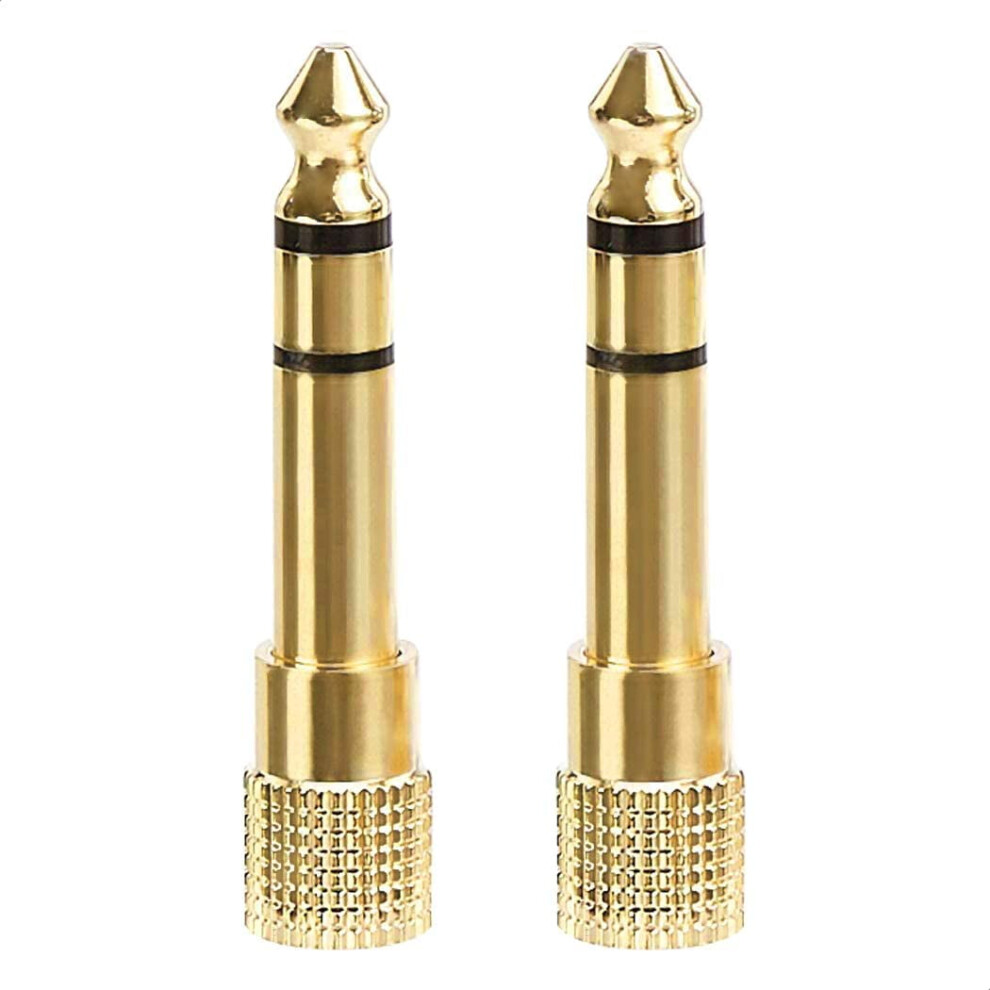 Plated 6.35Mm To 3.5Mm Stereo Headphone Adapter 2-Pack Gold 354484123954