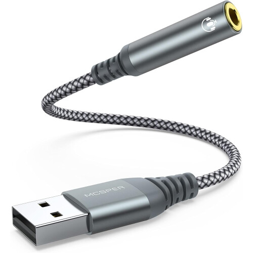 USB-A til 3,5 mm lydadapter stereo-aux-konverter