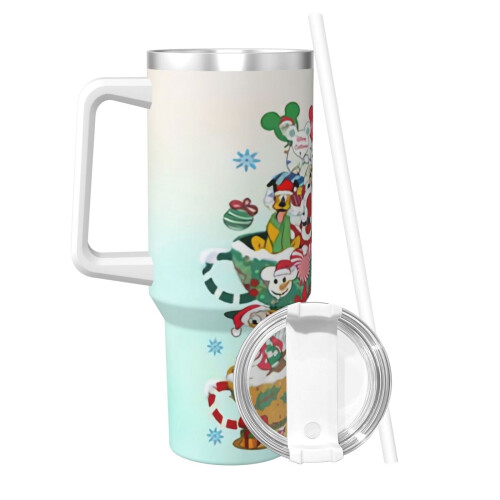 Vaso de acero inoxidable de Mickey Mouse de 40 oz con asa y 1