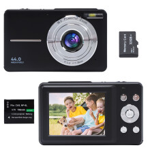 Kinder-Digitalkamera, 1080p, 44 MP, 16-facher Zoom, Schwarz, mit 32 GB SD-Karte