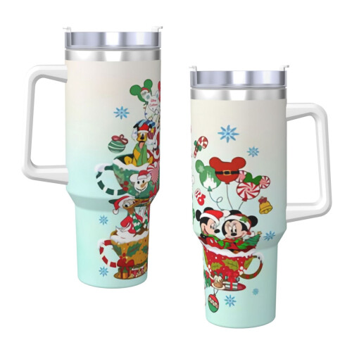 Vaso de acero inoxidable de Mickey Mouse de 40 oz con asa y 2