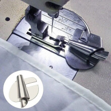 Enrolador espiral para bainhas enroladas em máquinas de costura domésticas.
