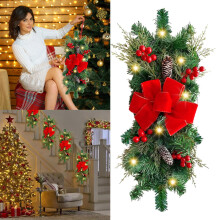 Draadloze, verlichte kerstkrans voor deur of muur