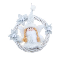 Guirlanda de Natal de vime com anjo branco (1 peça)