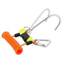 Drift Hook Spring Anti-Lost Rope Double End Diving Hook with Spiral Coil Lanyard Scuba Current Hook Orange