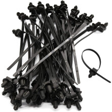 Attaches de câble en nylon à fixation par pression, lot de 50, noires
