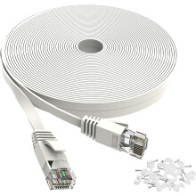 Ethernetový kábel Cat6 15 stôp biely plochý, na vnútorné a vonkajšie použitie