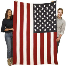 Amerikai zászlós takaró, pamut, vintage stílusú, 50x60 hüvelyk