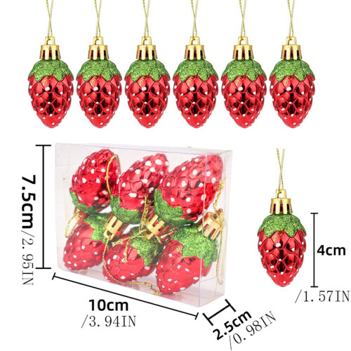 Vigorbear Weihnachts-Erdbeer-Ornament-Set, 6-teilig 1