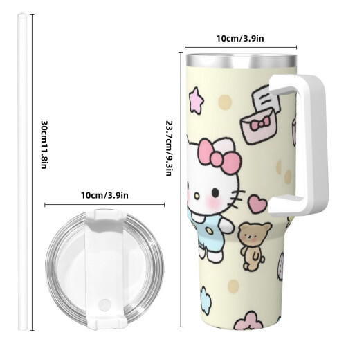 Ποτήρι Hello Kitty από ανοξείδωτο ατσάλι 40oz με καπάκι και καλαμάκι 2