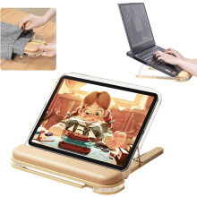 Verstelbare houten standaard voor iPad, tekentablet en bureau.