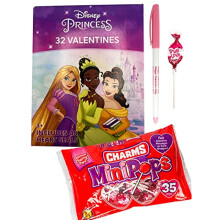 Cartes de Saint-Valentin Disney Princesses avec breloques et sucettes