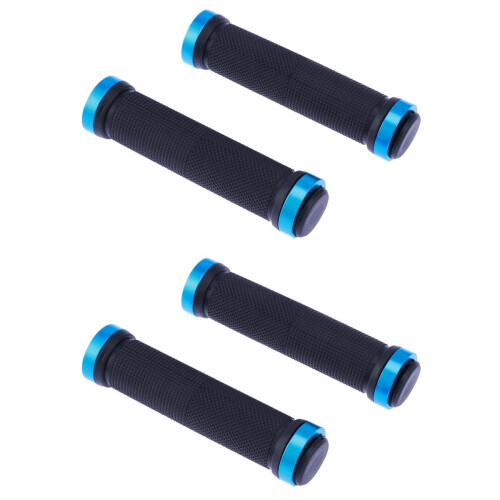 Set mânere pentru biciclete de munte, aliaj de aluminiu, albastru, 2 buc.