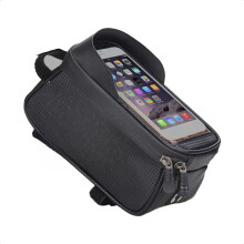 Bolsa portateléfono para bicicleta, impermeable, con soporte para tubo superior delantero.