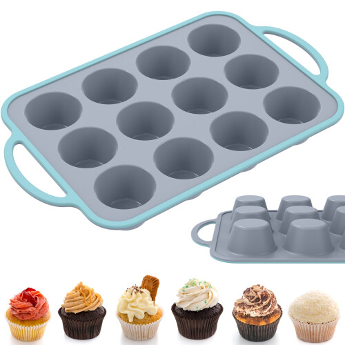 Siliconen muffinvorm met stalen frame, 12 cupjes