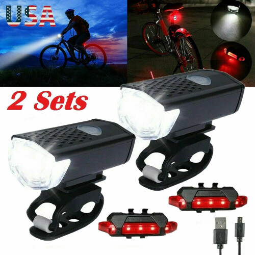 USB Rechargeable LED Bicycle Headlight Set 2