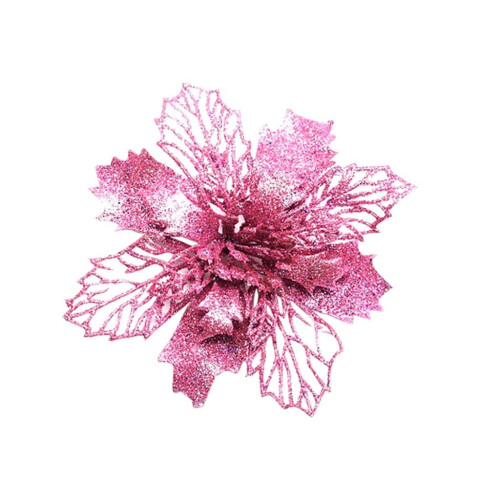 Artificial Poinsettia Flowers Glitter5pcs 2