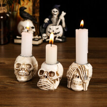bougeoir d'Halloween décoré d'os (1 pièce)