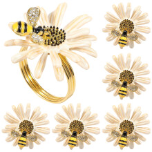Ronds de serviette Daisy, lot de 6, en métal massif spiralé
