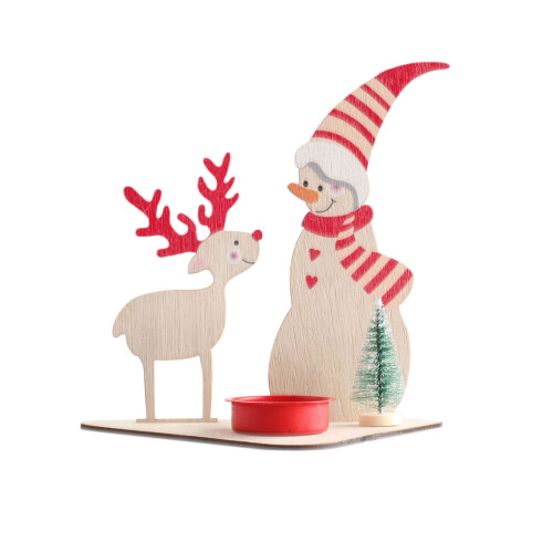Support en bois pour bougie de Noël, centre de table